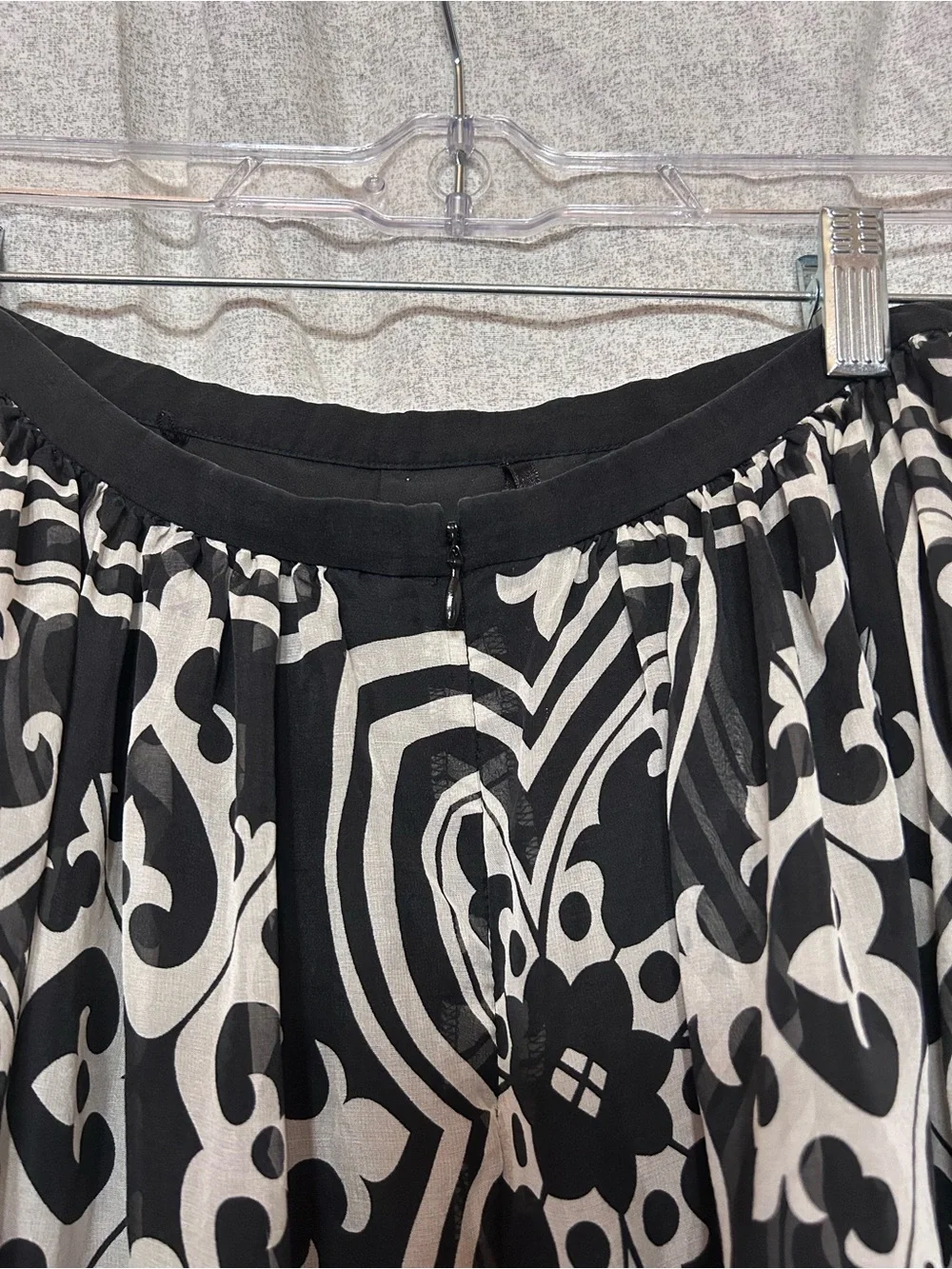 J. Crew Black and cream A-Line Patterned Skirt
